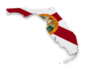 State of Florida flag in the shape of Florida